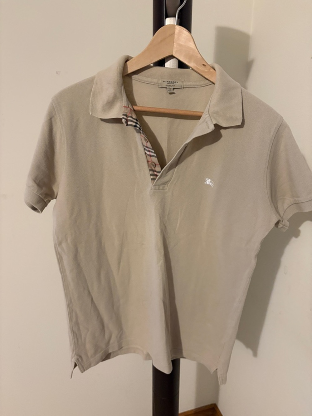 Burberry Tan Polo with Signature Check Placket